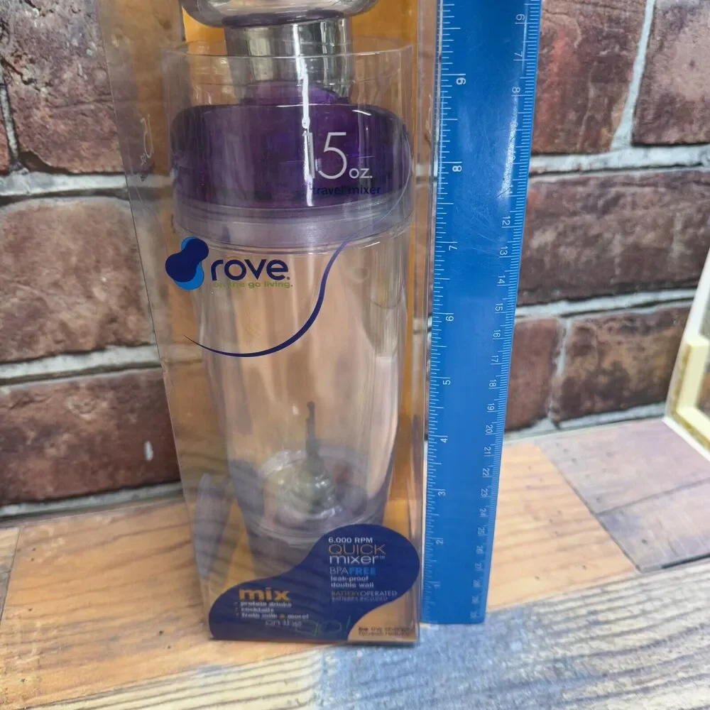Rove On The Go Living 15 oz Travel Mixer 2 Lids Smoothies Protein Shakes Fitness